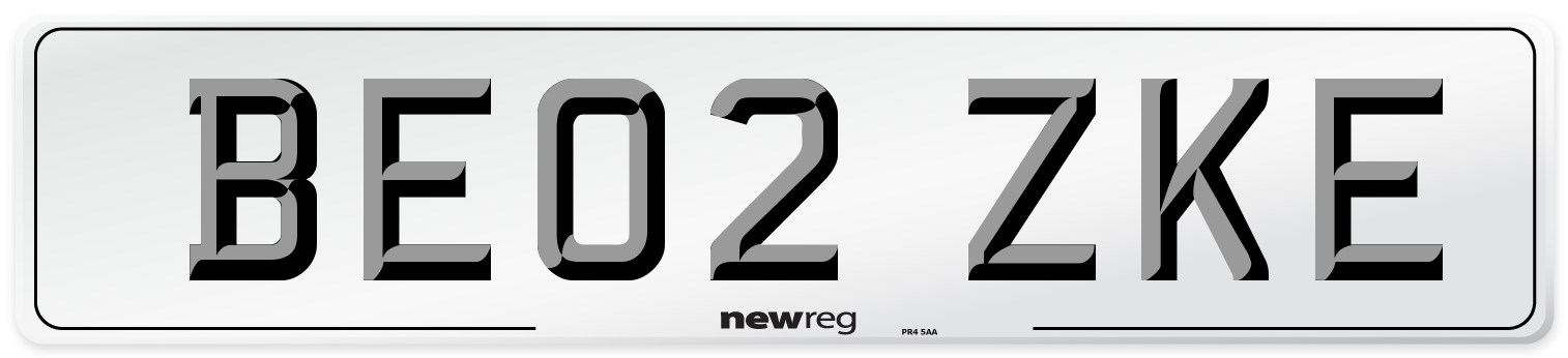 BE02 ZKE Number Plate from New Reg